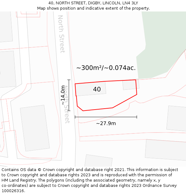 40, NORTH STREET, DIGBY, LINCOLN, LN4 3LY: Plot and title map