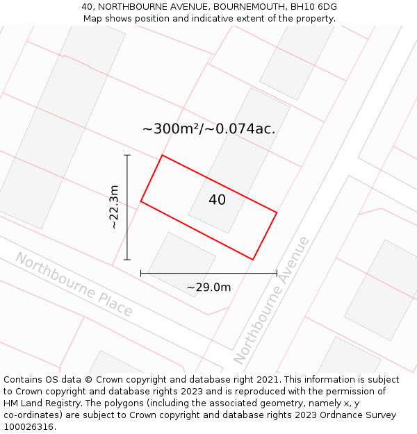 40, NORTHBOURNE AVENUE, BOURNEMOUTH, BH10 6DG: Plot and title map