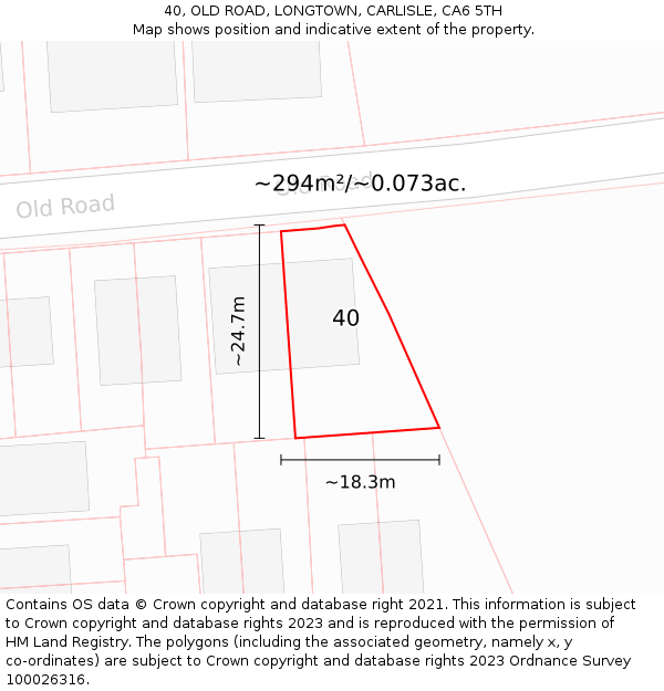 40, OLD ROAD, LONGTOWN, CARLISLE, CA6 5TH: Plot and title map