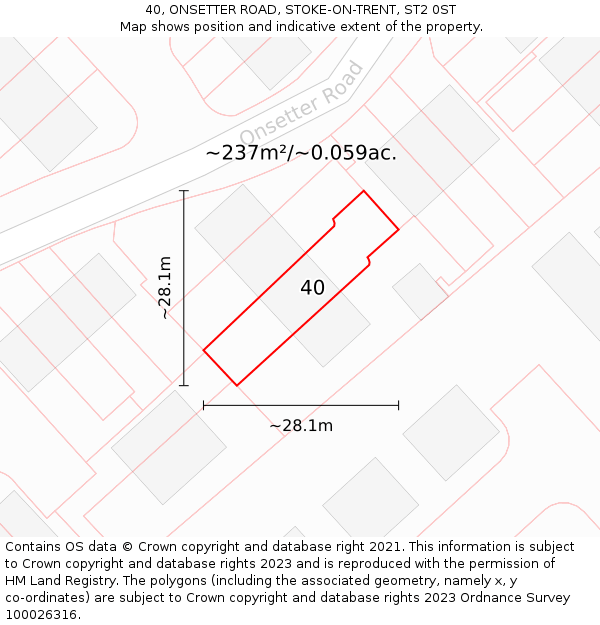 40, ONSETTER ROAD, STOKE-ON-TRENT, ST2 0ST: Plot and title map