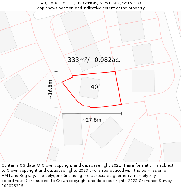 40, PARC HAFOD, TREGYNON, NEWTOWN, SY16 3EQ: Plot and title map