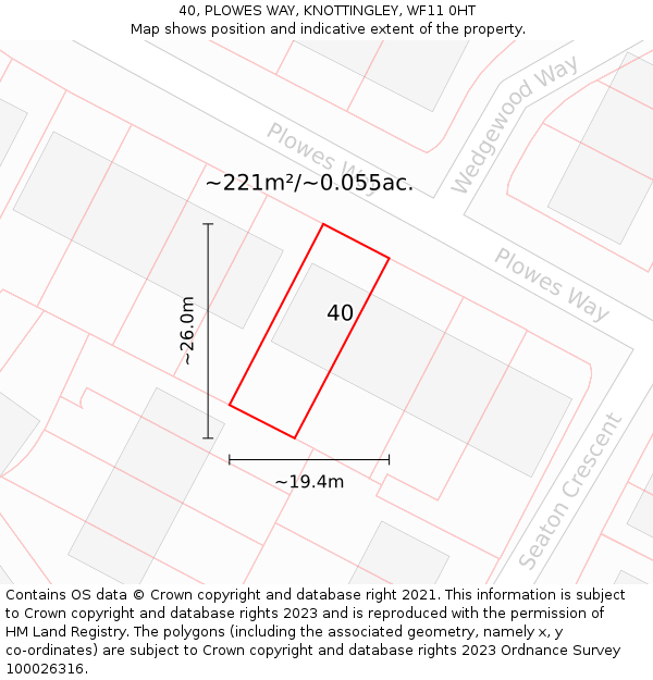 40, PLOWES WAY, KNOTTINGLEY, WF11 0HT: Plot and title map