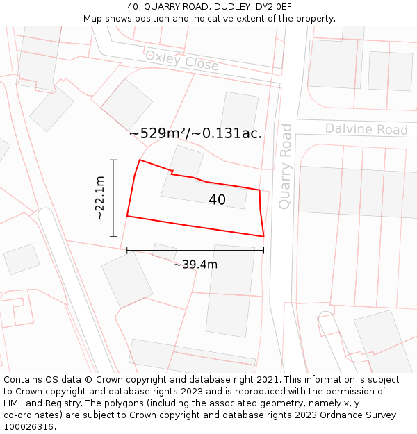 40, QUARRY ROAD, DUDLEY, DY2 0EF: Plot and title map