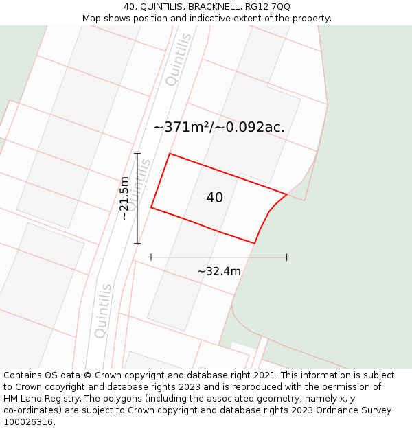 40, QUINTILIS, BRACKNELL, RG12 7QQ: Plot and title map