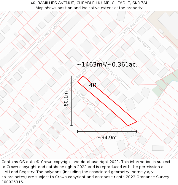 40, RAMILLIES AVENUE, CHEADLE HULME, CHEADLE, SK8 7AL: Plot and title map