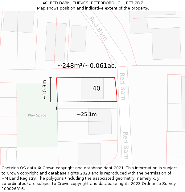 40, RED BARN, TURVES, PETERBOROUGH, PE7 2DZ: Plot and title map