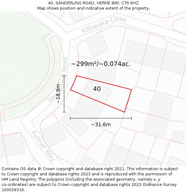 40, SANDERLING ROAD, HERNE BAY, CT6 6HZ: Plot and title map