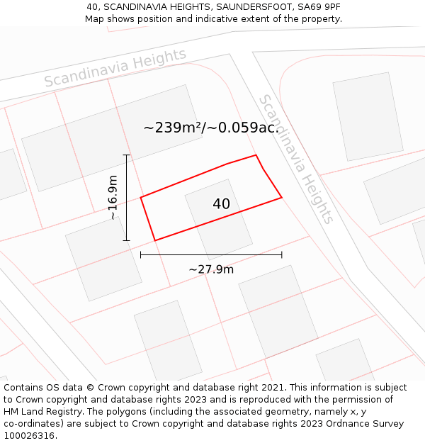 40, SCANDINAVIA HEIGHTS, SAUNDERSFOOT, SA69 9PF: Plot and title map