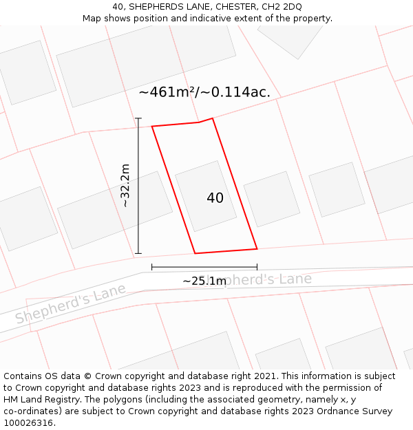 40, SHEPHERDS LANE, CHESTER, CH2 2DQ: Plot and title map