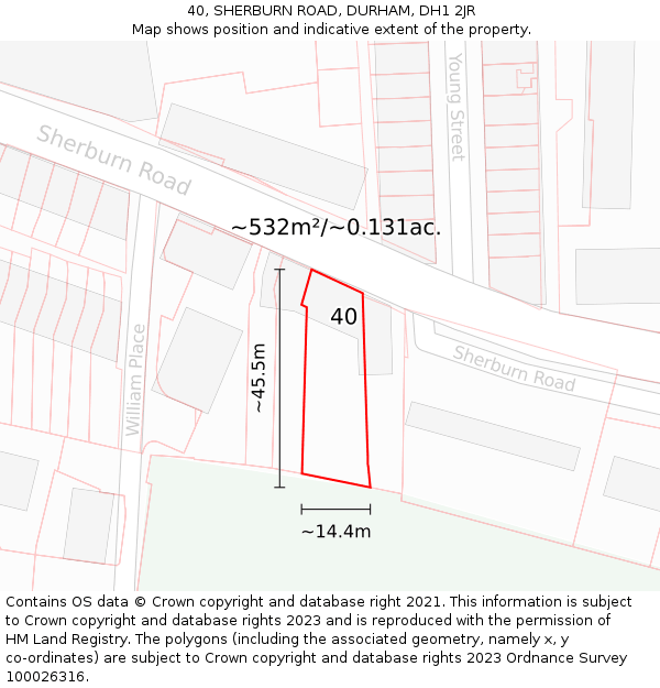 40, SHERBURN ROAD, DURHAM, DH1 2JR: Plot and title map