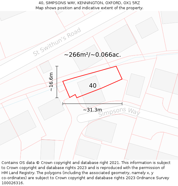 40, SIMPSONS WAY, KENNINGTON, OXFORD, OX1 5RZ: Plot and title map