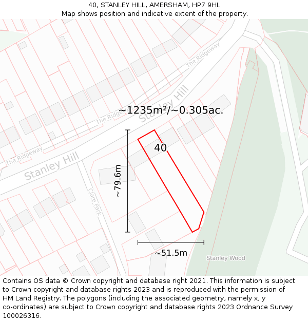 40, STANLEY HILL, AMERSHAM, HP7 9HL: Plot and title map