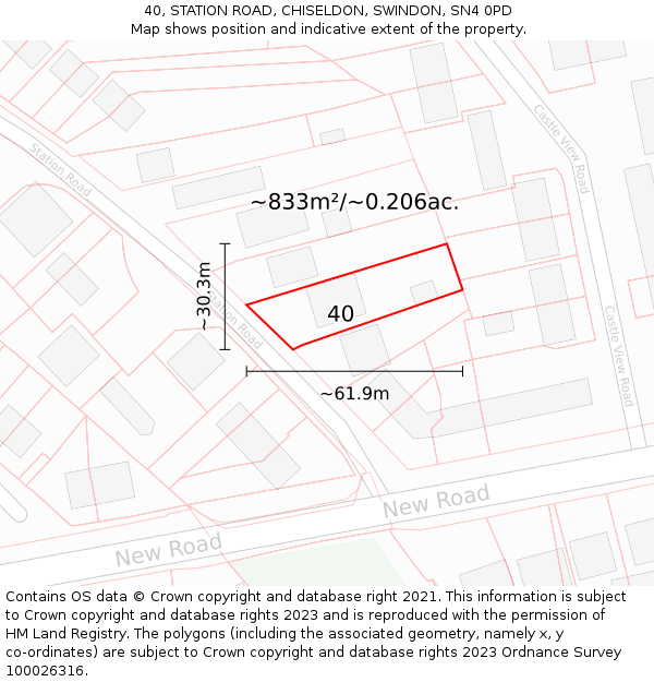 40, STATION ROAD, CHISELDON, SWINDON, SN4 0PD: Plot and title map