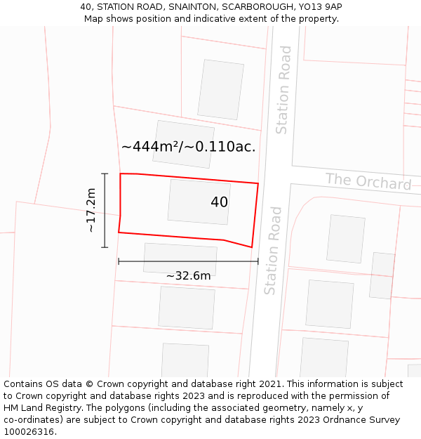40, STATION ROAD, SNAINTON, SCARBOROUGH, YO13 9AP: Plot and title map