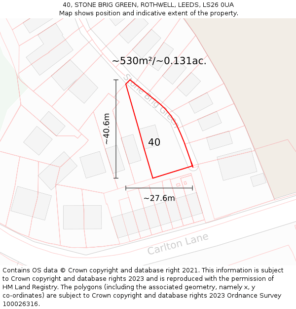 40, STONE BRIG GREEN, ROTHWELL, LEEDS, LS26 0UA: Plot and title map