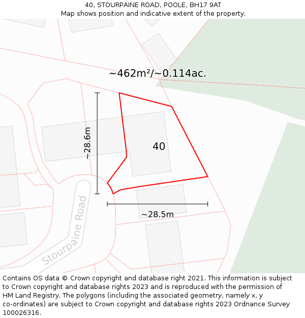 40, STOURPAINE ROAD, POOLE, BH17 9AT: Plot and title map