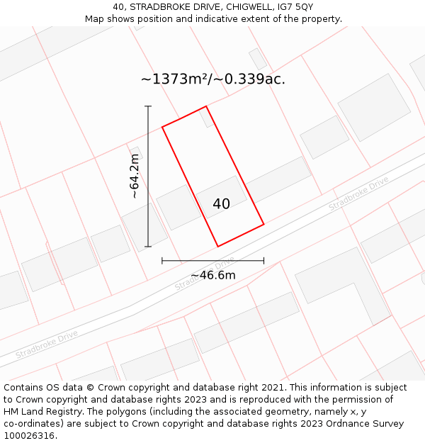 40, STRADBROKE DRIVE, CHIGWELL, IG7 5QY: Plot and title map