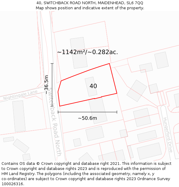 40, SWITCHBACK ROAD NORTH, MAIDENHEAD, SL6 7QQ: Plot and title map