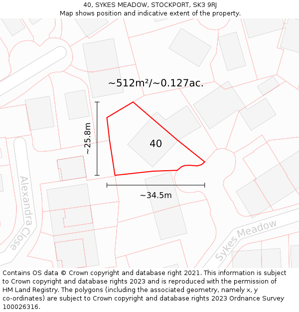 40, SYKES MEADOW, STOCKPORT, SK3 9RJ: Plot and title map
