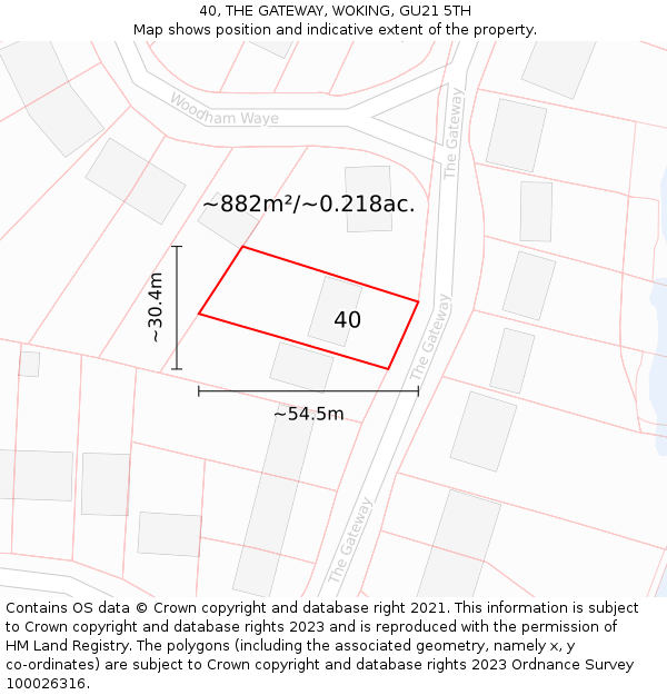 40, THE GATEWAY, WOKING, GU21 5TH: Plot and title map