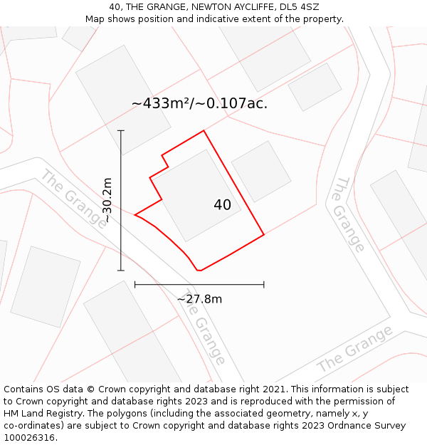 40, THE GRANGE, NEWTON AYCLIFFE, DL5 4SZ: Plot and title map