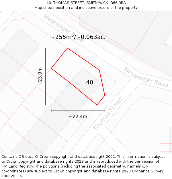 40, THOMAS STREET, SMETHWICK, B66 3RA: Plot and title map