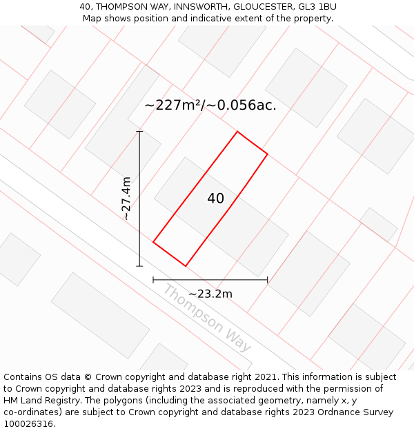 40, THOMPSON WAY, INNSWORTH, GLOUCESTER, GL3 1BU: Plot and title map