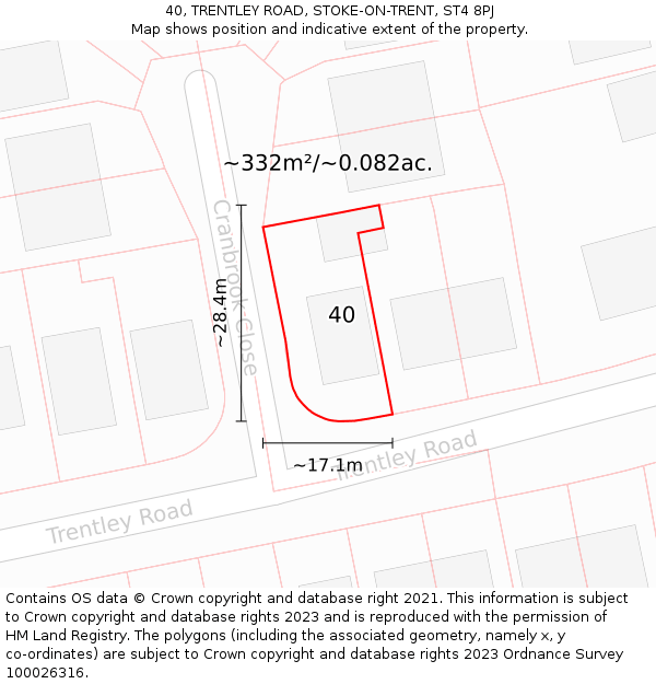 40, TRENTLEY ROAD, STOKE-ON-TRENT, ST4 8PJ: Plot and title map