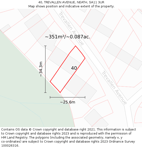 40, TREVALLEN AVENUE, NEATH, SA11 3UR: Plot and title map