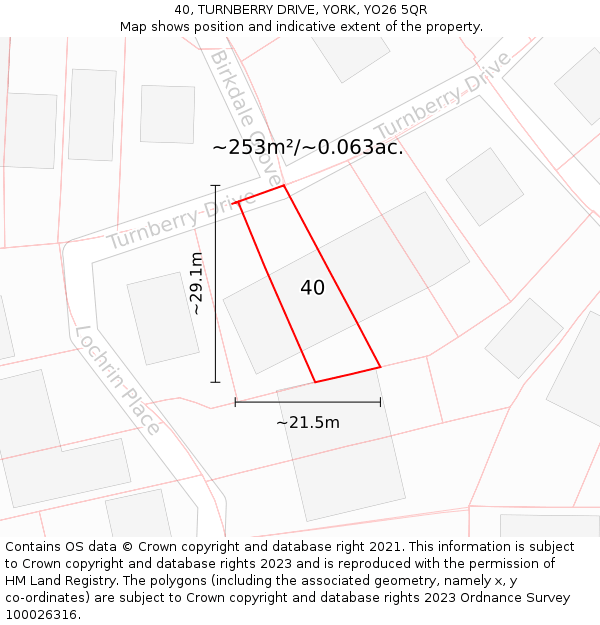 40, TURNBERRY DRIVE, YORK, YO26 5QR: Plot and title map