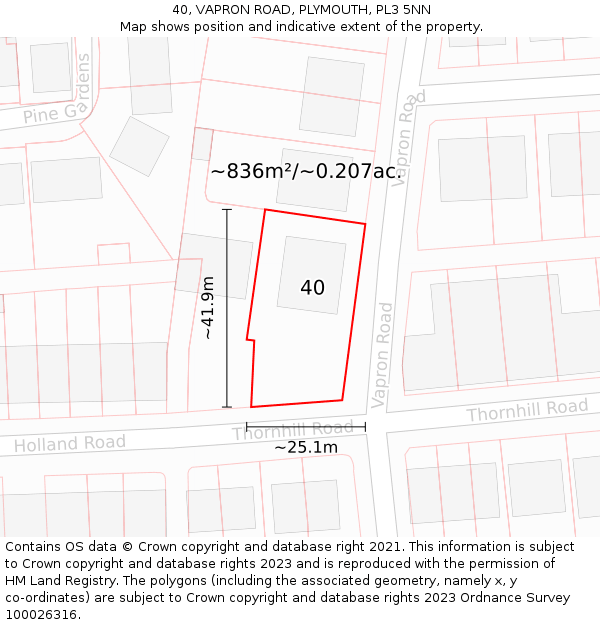 40, VAPRON ROAD, PLYMOUTH, PL3 5NN: Plot and title map