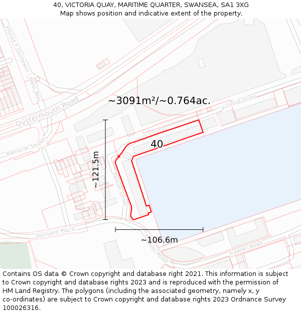 40, VICTORIA QUAY, MARITIME QUARTER, SWANSEA, SA1 3XG: Plot and title map