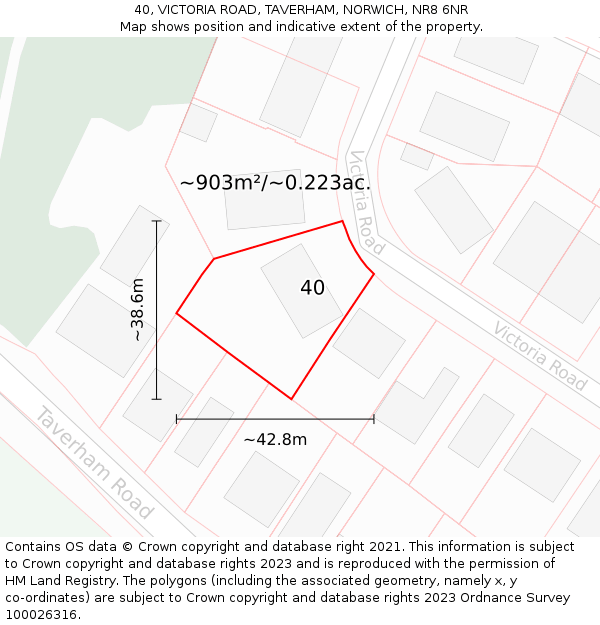 40, VICTORIA ROAD, TAVERHAM, NORWICH, NR8 6NR: Plot and title map