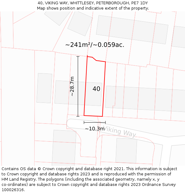 40, VIKING WAY, WHITTLESEY, PETERBOROUGH, PE7 1DY: Plot and title map