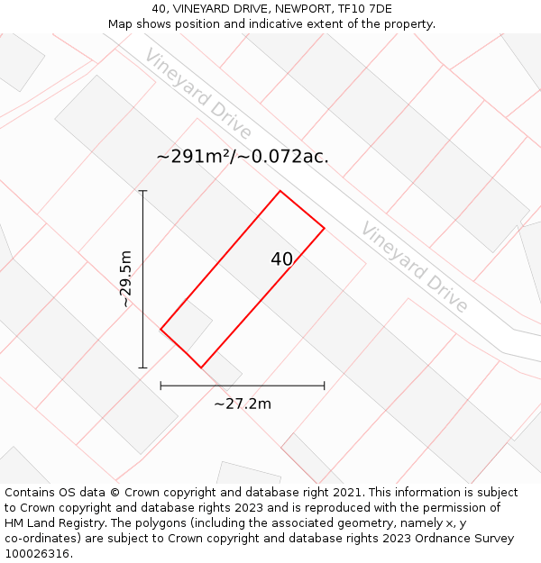 40, VINEYARD DRIVE, NEWPORT, TF10 7DE: Plot and title map