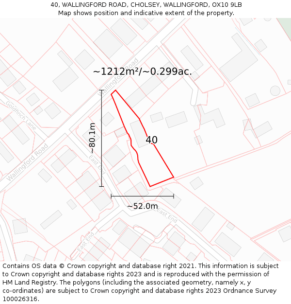 40, WALLINGFORD ROAD, CHOLSEY, WALLINGFORD, OX10 9LB: Plot and title map