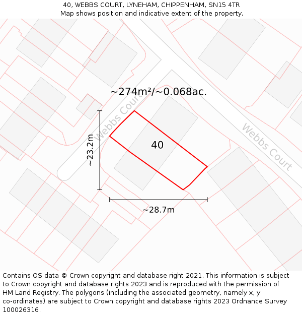 40, WEBBS COURT, LYNEHAM, CHIPPENHAM, SN15 4TR: Plot and title map