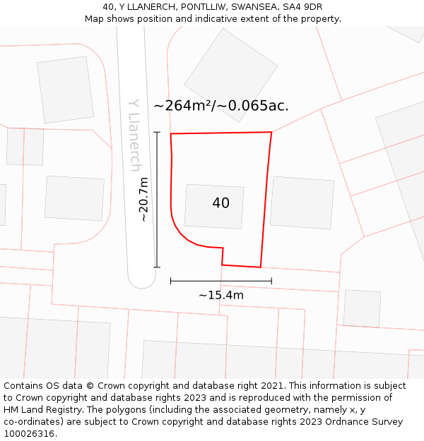 40, Y LLANERCH, PONTLLIW, SWANSEA, SA4 9DR: Plot and title map