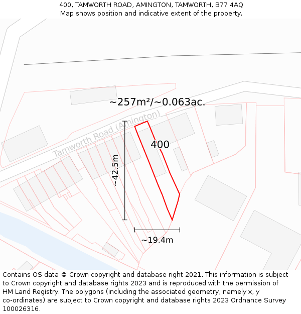 400, TAMWORTH ROAD, AMINGTON, TAMWORTH, B77 4AQ: Plot and title map