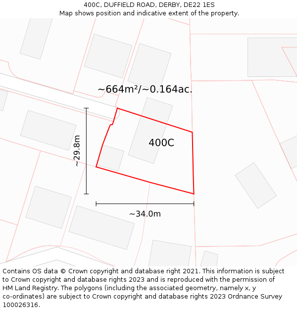 400C, DUFFIELD ROAD, DERBY, DE22 1ES: Plot and title map