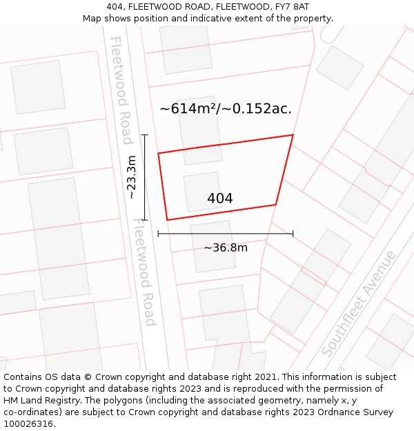 404, FLEETWOOD ROAD, FLEETWOOD, FY7 8AT: Plot and title map