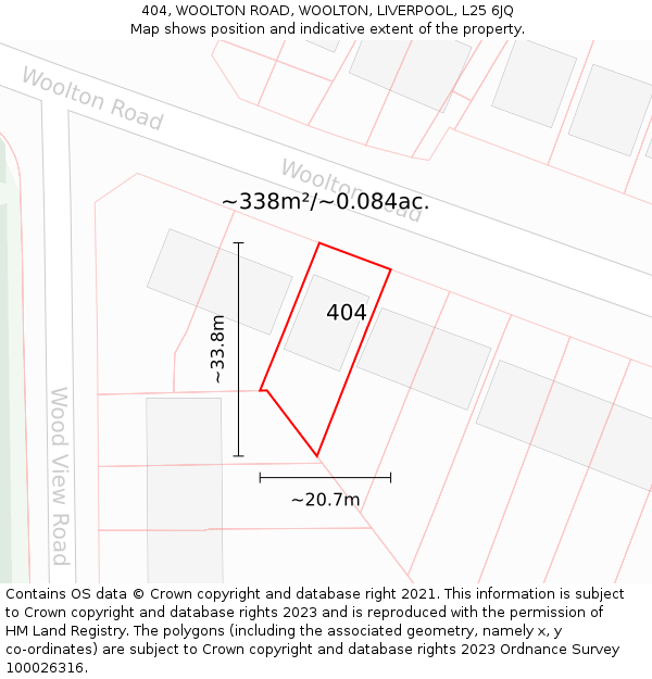 404, WOOLTON ROAD, WOOLTON, LIVERPOOL, L25 6JQ: Plot and title map