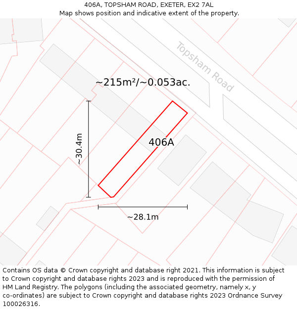 406A, TOPSHAM ROAD, EXETER, EX2 7AL: Plot and title map