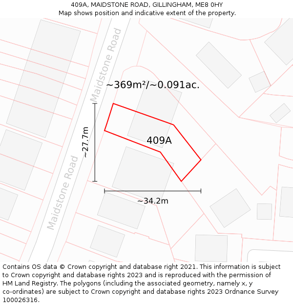 409A, MAIDSTONE ROAD, GILLINGHAM, ME8 0HY: Plot and title map