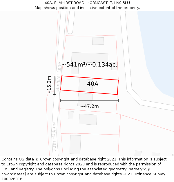 40A, ELMHIRST ROAD, HORNCASTLE, LN9 5LU: Plot and title map