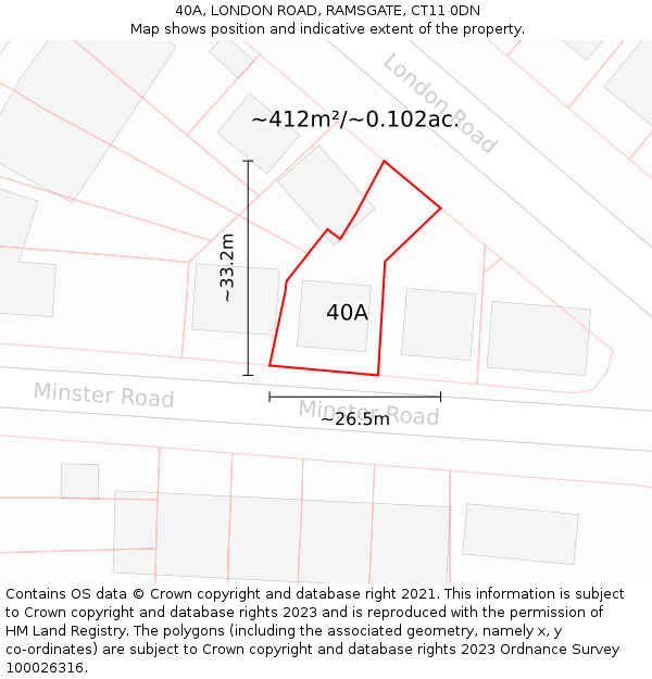 40A, LONDON ROAD, RAMSGATE, CT11 0DN: Plot and title map