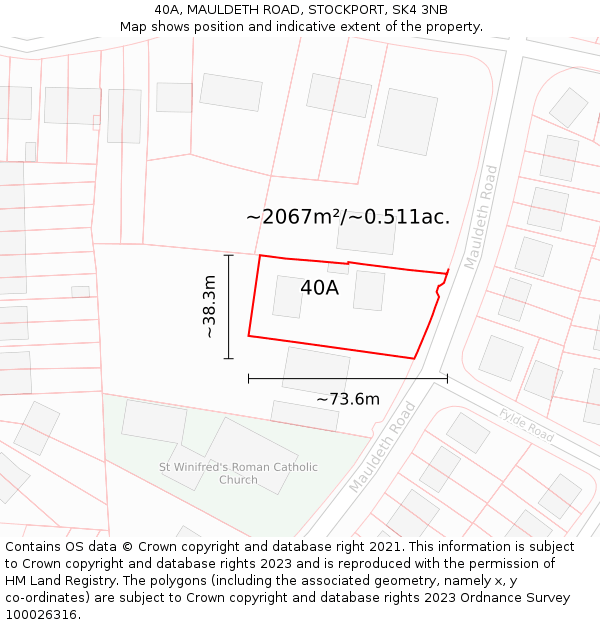 40A, MAULDETH ROAD, STOCKPORT, SK4 3NB: Plot and title map