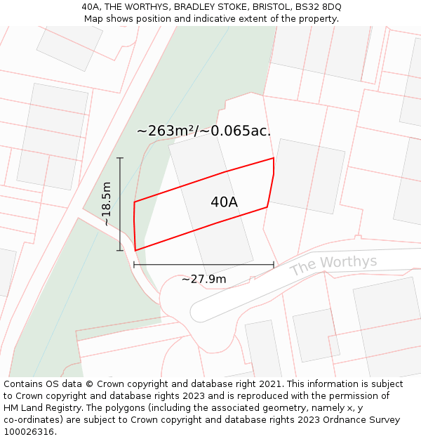 40A, THE WORTHYS, BRADLEY STOKE, BRISTOL, BS32 8DQ: Plot and title map