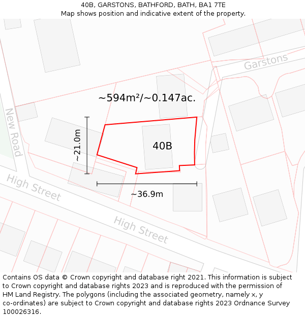40B, GARSTONS, BATHFORD, BATH, BA1 7TE: Plot and title map