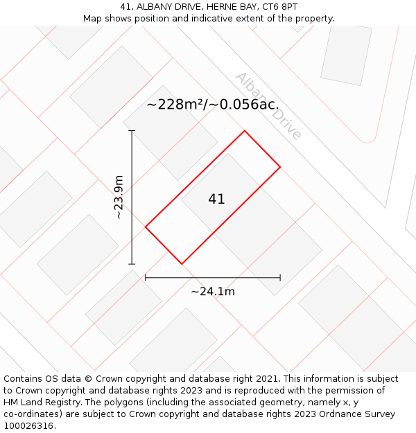 41, ALBANY DRIVE, HERNE BAY, CT6 8PT: Plot and title map